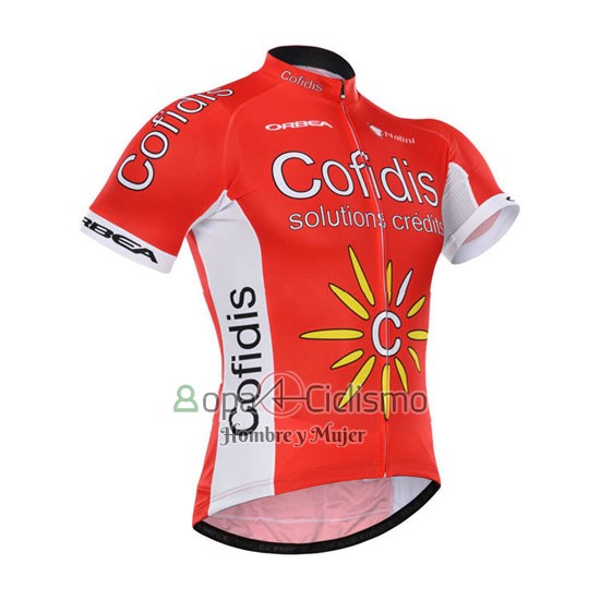 Cofidis Ropa Ciclismo Culotte Corto 2015 Mangas Cortas Rojo